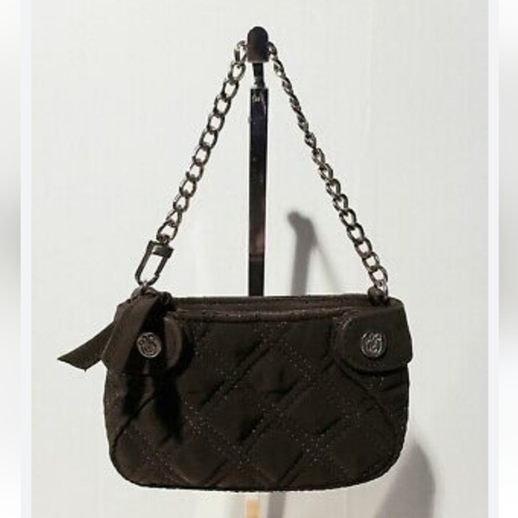 Vera Bradley Colette mini Quilted Microfiber Coin Purse Chain Metal Strap - Picture 2 of 9